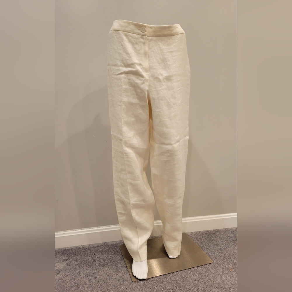 Jones New York Collection Linen Pants Size 12  w/ Lining, Ivory Color, Dressy
